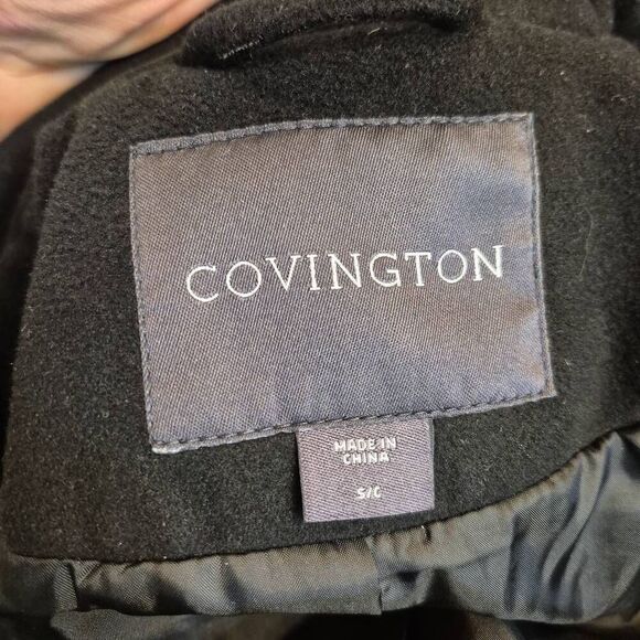 Covington Women's Black Polyester Removeable Faux Fur Collar Button Down Lined D - Picture 11 of 11